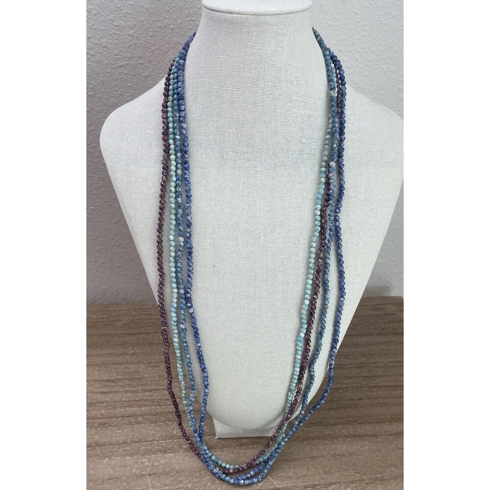 Natural Stone Blue Purple Multi-color Four Strand Necklaces Women’s Fashion